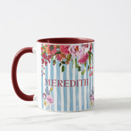 CHARMING WATERCOLOR NAME ELEGANT FLORAL TASSE