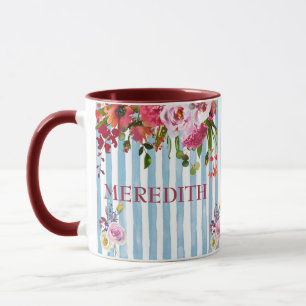 CHARMING WATERCOLOR NAME ELEGANT FLORAL TASSE