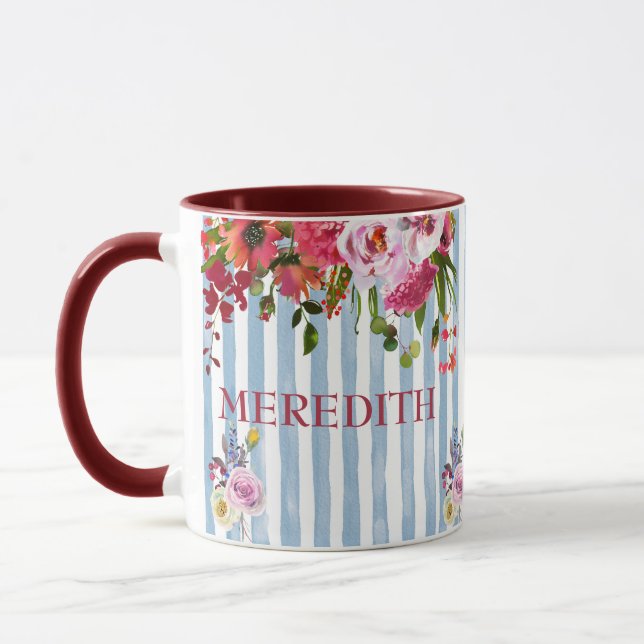 CHARMING WATERCOLOR NAME ELEGANT FLORAL TASSE (Links)