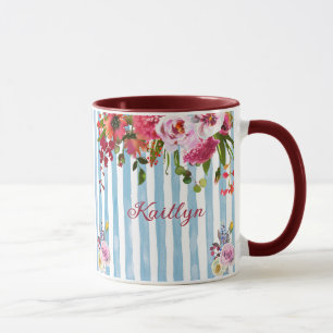 CHARMING WATERCOLOR NAME ELEGANT FLORAL TASSE