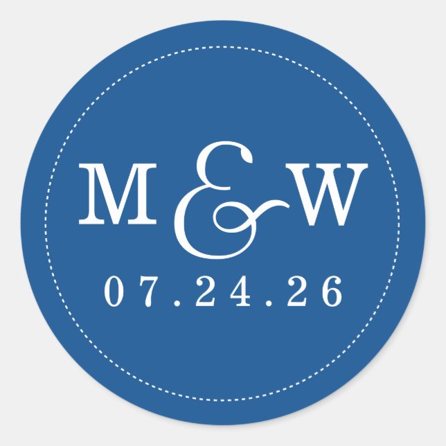Charming Wedding Monogram Sticker - Cobalt (Vorderseite)