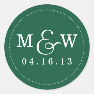 Charming Wedding Monogram Sticker Emerald Green