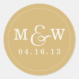 Charming Wedding Monogram Sticker - Gold