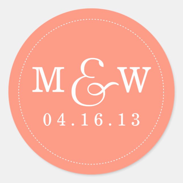 Charming Wedding Monogram Sticker - Korallen (Vorderseite)