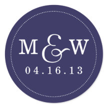 Charming Wedding Monogram Sticker - Navy