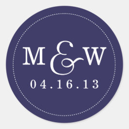 Charming Wedding Monogram Sticker - Navy