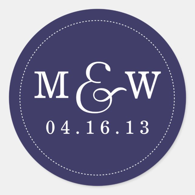 Charming Wedding Monogram Sticker - Navy (Vorderseite)