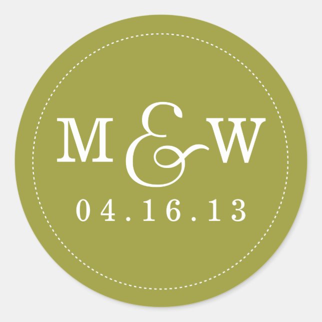 Charming Wedding Monogram Sticker - Olive (Vorderseite)