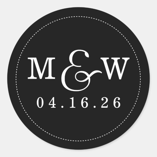 Charming Wedding Monogram Sticker - Schwarz (Vorderseite)