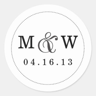 Charming Wedding Monogram Sticker - Weiß