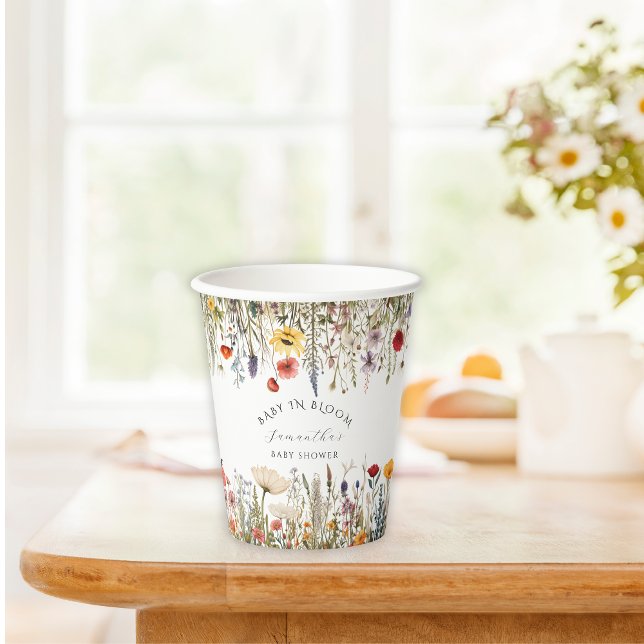 Charming White Bloom Baby Dusche Wildblume Pappbecher (Von Creator hochgeladen)