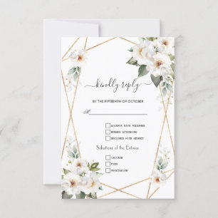 Charming White Blume Rose Gold Hochzeit RSVP Karte