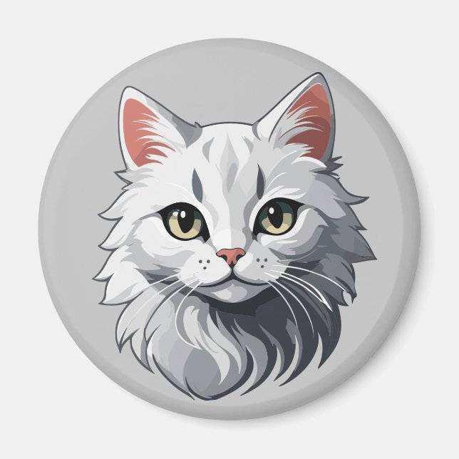 Charming White Cat Magnet (Vorne)