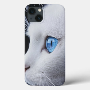 Charming White Cat with Blue Eyes - iPhone 13 Case