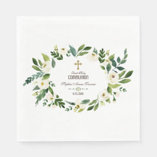 Charming White Floral Wreath Heilige Kommune Serviette