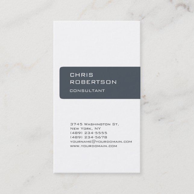 Charming White Gray Attraktive Business Card Visitenkarte (Vorderseite)
