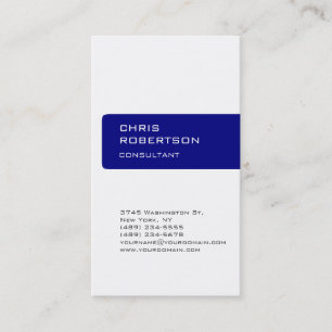 Charming White Navy Blue Attraktive Business Card Visitenkarte