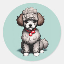 Charming White Toy Poodle auf hellblauem Hintergru