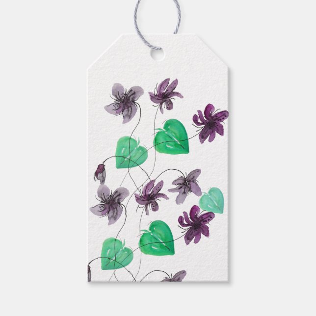 Charming Wilde Violets Wasserfarben Muster Geschenkanhänger (Vorderseite)