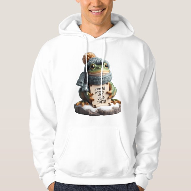 Charming Winter Frog in Knitwear: Cold ToesT-Shirt Hoodie (Vorderseite)