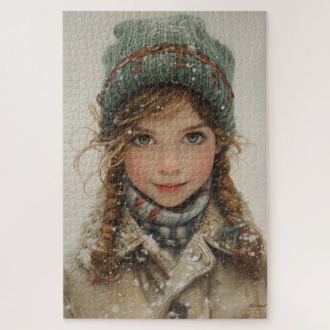 Charming Winter Portrait Young Girl Puzzle (Vertikal)