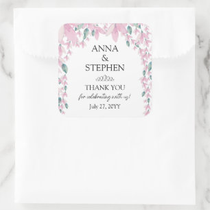 Charming Wisteria Floral Wedding Quadratischer Aufkleber