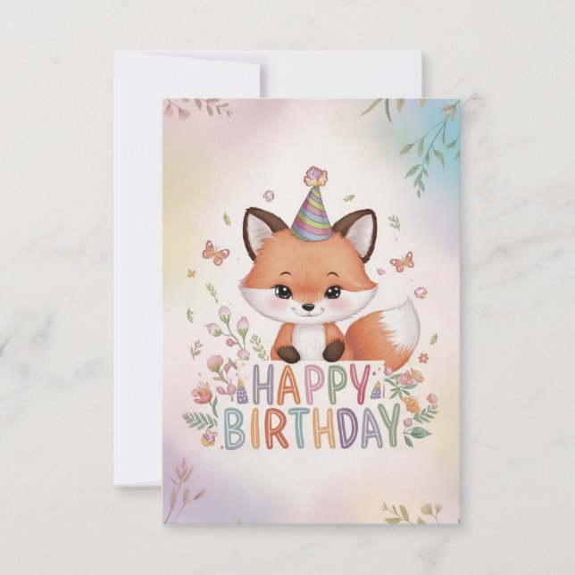 Charming Woodland Fox Geburtstag Karte (Vorderseite)