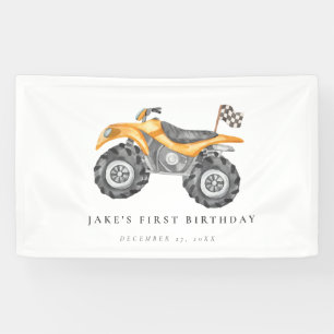 Charming Yellow Quad Bike Geburtstag Banner