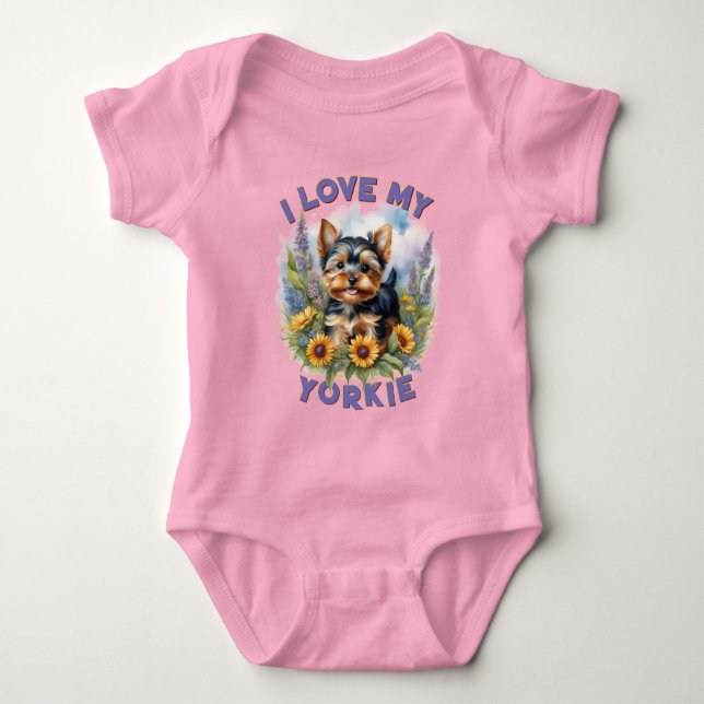 Charming Yorkie Meadow - Baby Delight Strampler (Vorderseite)