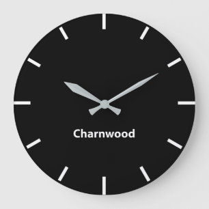 Charnwood Black Face Time Zone Newsroom Wall Große Wanduhr