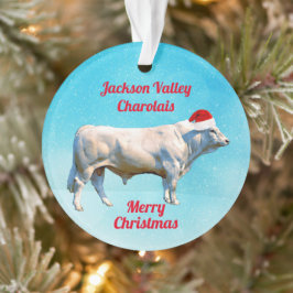 Charolais Bull in Weihnachtsmannmütze Ornament