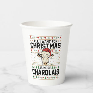 Charolais-Weihnachtskuh-Hässlicher-Schwester-Vekto Pappbecher