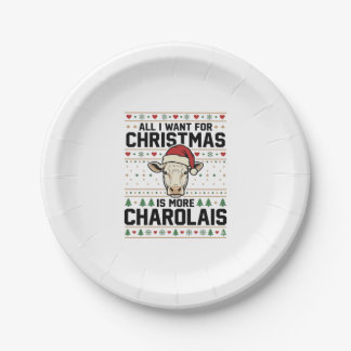 Charolais-Weihnachtskuh-Hässlicher-Schwester-Vekto Pappteller