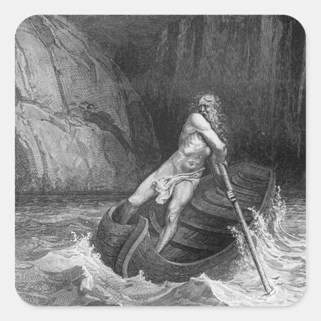 Charon, der Ferryman der Hölle Quadratischer Aufkleber (Vorderseite)
