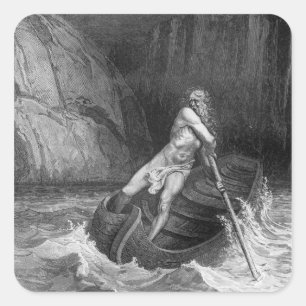 Charon, der Ferryman der Hölle Quadratischer Aufkleber
