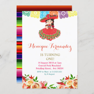 Charra Mexican Birthday Invitation Girl Einladung
