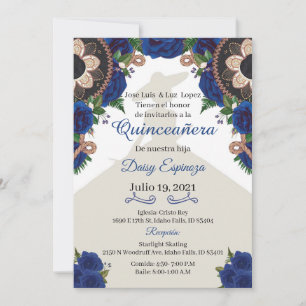 Charra Quinceanera Einladung, Royal blue Mariachi Einladung