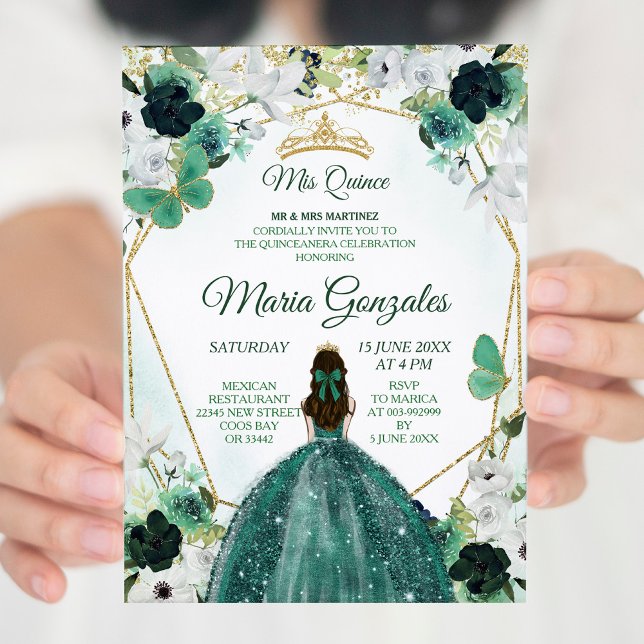 Charra QUINCEAÑERA Einladung von Green & Gold Flor (Von Creator hochgeladen)