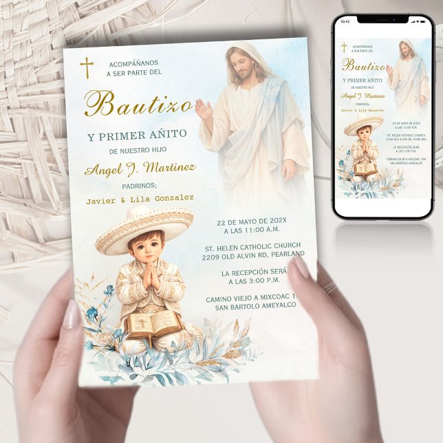 Charro Bautizo Y Primer Añito Niño Einladung (Von Creator hochgeladen)