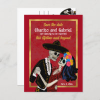 Charro Catrina Sugar Skulls Rot Save the Date
