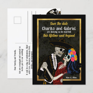Charro Catrina Zuckerschädel Schwarz Termin vormer Postkarte
