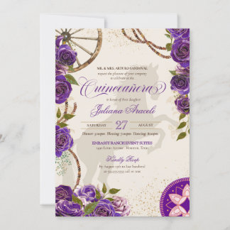 Charro Lila Rose Western Ranch Quinceanera Einladung