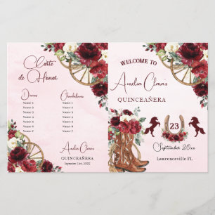 Charro-Programm "Quinceañera Burgundy Red Floral"