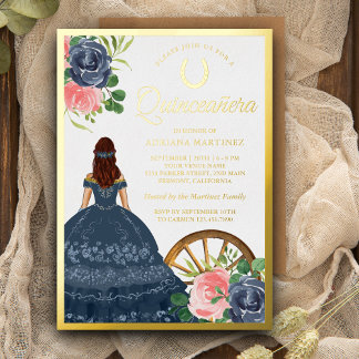 Charro Quinceanera Gold Folieneinladung