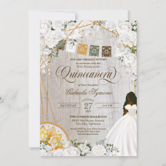 Charro Quinceanera, Western Weißblüte Einladung