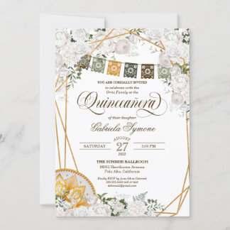 Charro Quinceanera, Western Weißblüte Einladung