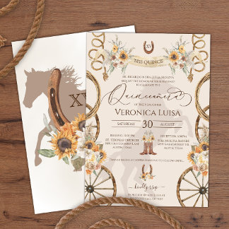 Charro Sunflower Country Rustikale Quinceanera Einladung