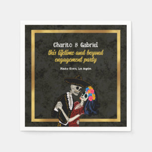 Charro und Catrina Sugar Skulls Black Serviette