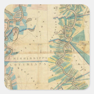 Chart of The Lower Mississippi River Quadratischer Aufkleber