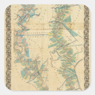 Chart of The Lower Mississippi River Quadratischer Aufkleber